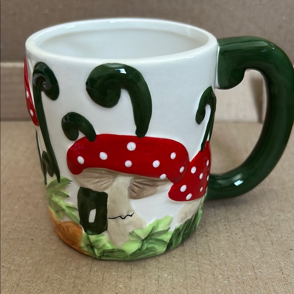 Brand New - Current Mood Mushroom Ceramic Mug - Red and Green
